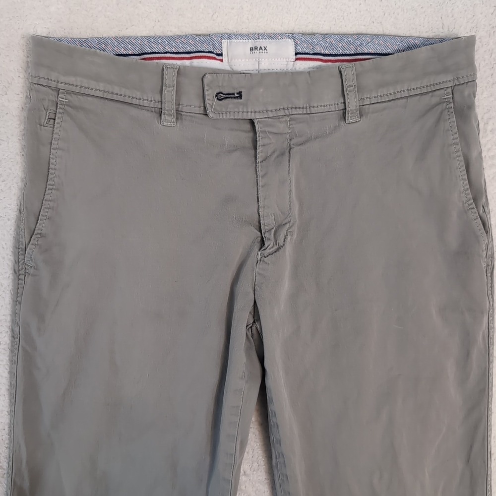 BRAX Men's 30"x28" Evans Flat Front Chinos Comfort Stretch Gray Missing‎ Button